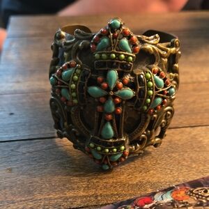 Sweet Romance Blue and Red Filigree Bracelet